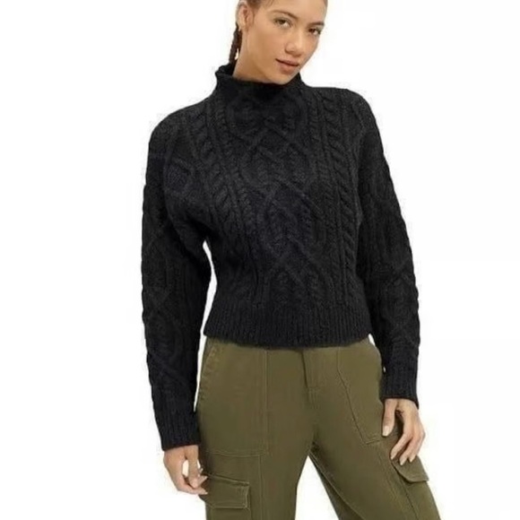 UGG Black Turtleneck Cable Knit Sweater - Picture 1 of 9